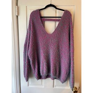 Deep V Fuzzy Sweater